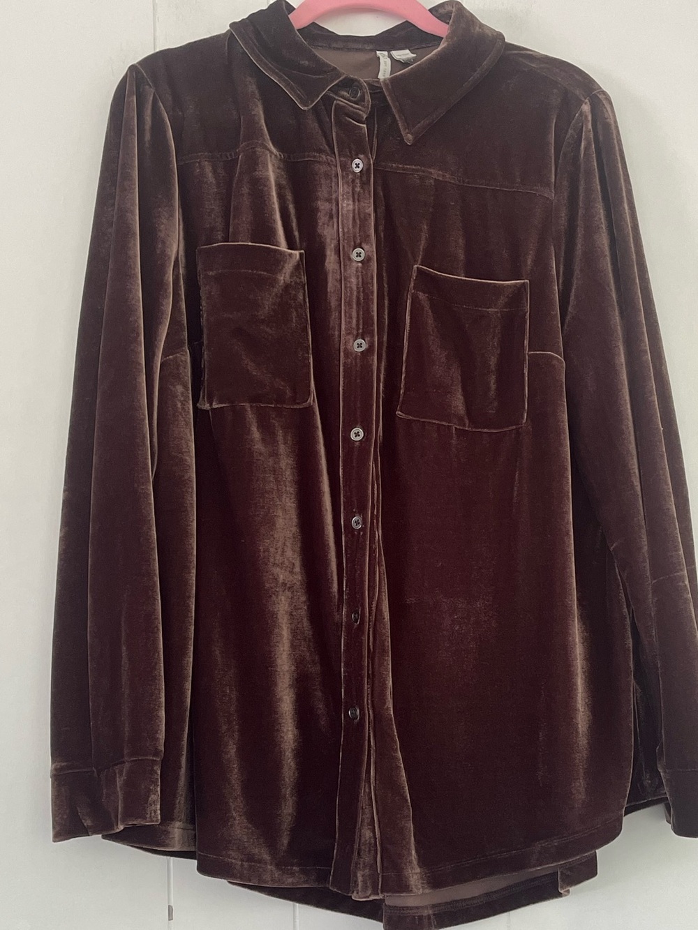 Cato Women’s Crushed Velvet Button-Up Shirt Jacket Brown Whimsigoth Top Sz 18/20